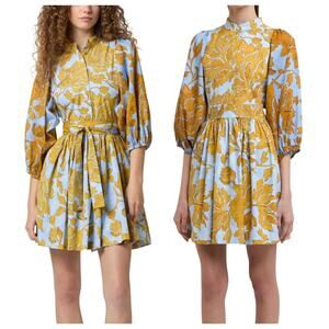 La DoubleJ Tangle Mini Portofino Dress in Light Blue Summer Popeline sz S $790